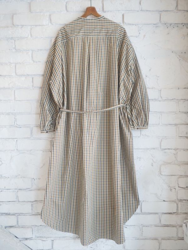 R&D.M.Co- / OLDMAN'S TAILOR ROBINSON'S CHECK GATHER SLEEVE DRESS  オールドマンズテーラー アールアンドディーエムコー ロビンソンズ チェックギャザースリーブドレス(5808a)