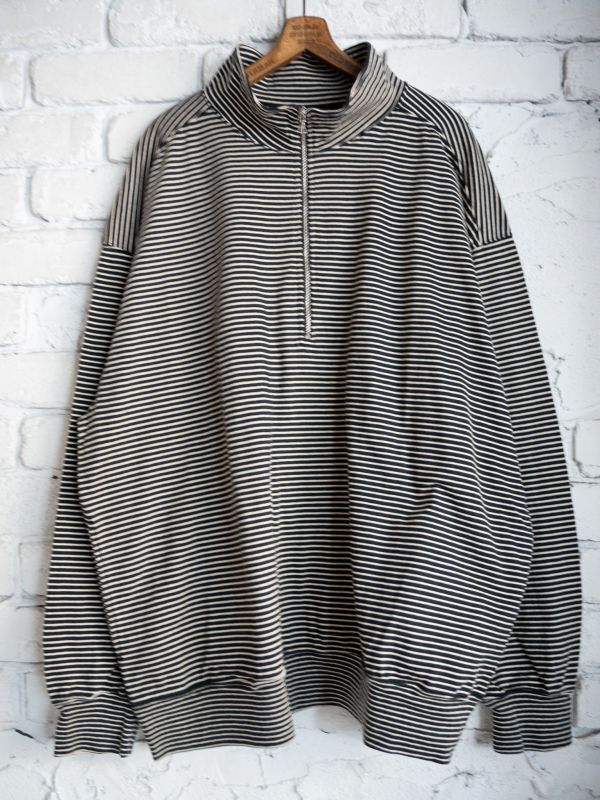 blurhms Cotton Napping Border Harf-zip ブラームス コットン