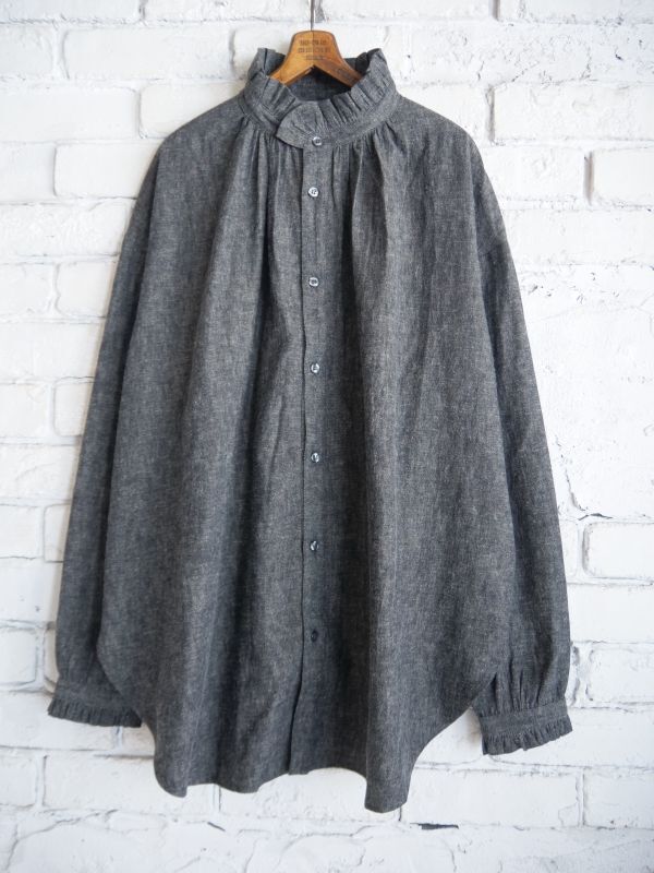 Honnete Pleated Collar&Cuff Shirt L/C Chambray オネット プリーツシャンブレーロングシャツ  （HO-24AW BL8）