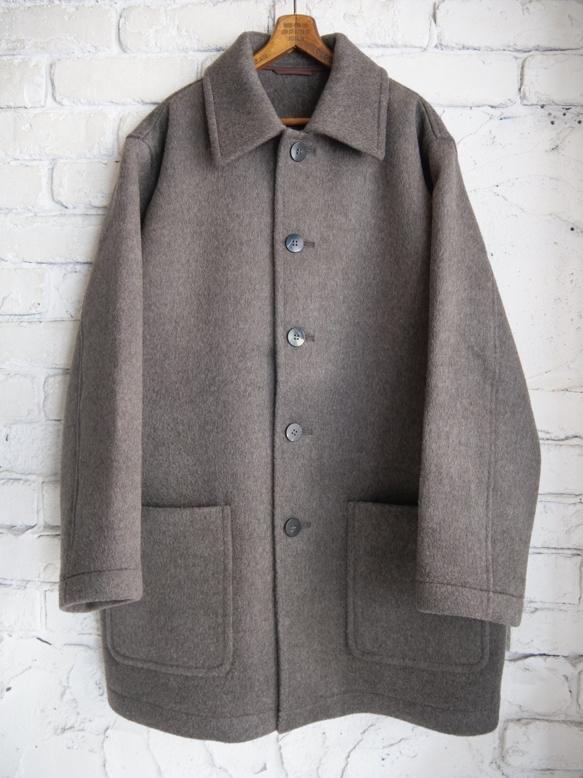 バンドオブアウトサイダーズ ラムウール ダブル チェスターコート 羊毛 レザーコート メンズ ラム革 シープスキン 本革 ロングコート